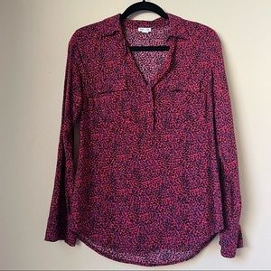 SPLENDID Red Leopard Print Shirt in Aubergine, size S